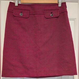 Women's red & black Ann Taylor Loft mini skirt Size 0 diamond pattern lined